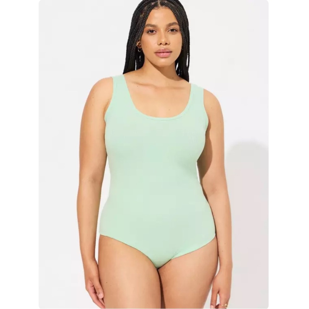 Torrid mint green Super Soft Rib Double Scoop Bodysuit